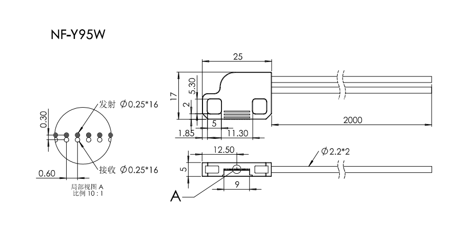 NF-Y95W 液位检测/管道大小26mm以上尺寸结构