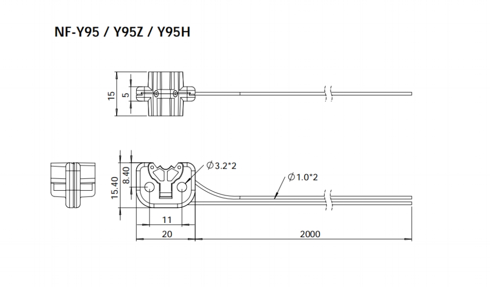 NF-Y95 液位检测/管道大小:4-26mm尺寸结构
