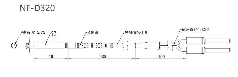 NF-D320 内置镜头/小光束/检测距离:5mm尺寸结构
