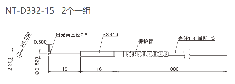 NT-D332-15 对射/凸管/检测距离:100mm尺寸结构