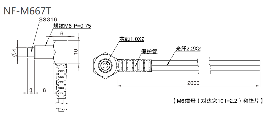 NF-M667T 漫反射/直角/检测距离:105mm尺寸结构
