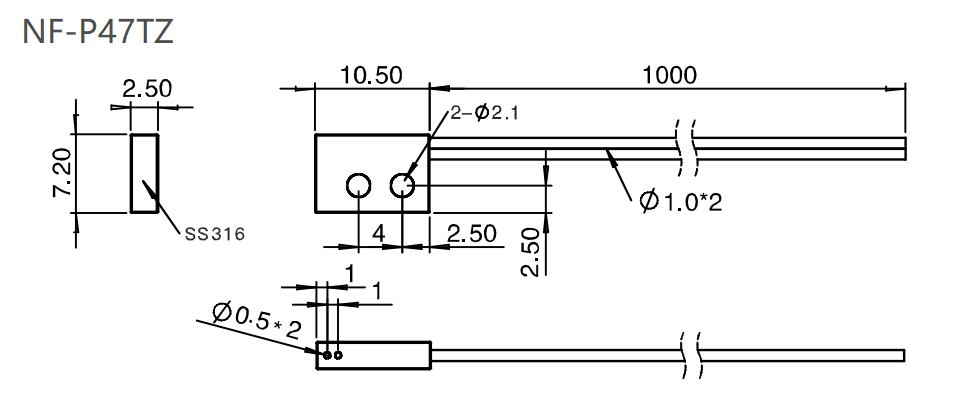 NF-P47TZ 漫反射/平板支架/检测距离:36mm尺寸结构