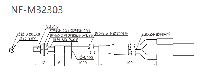 NF-M32303 漫反射/坚固型/检测距离:72mm尺寸结构
