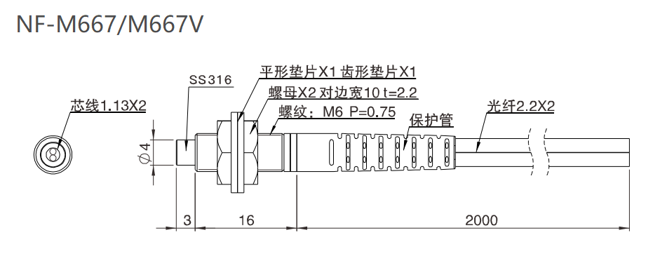 NF-M667 漫反射 / 检测距离:210MM / 标准螺纹尺寸结构