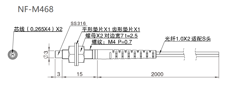 NF-M468 漫反射 / 检测距离:63MM / 标准螺纹尺寸结构