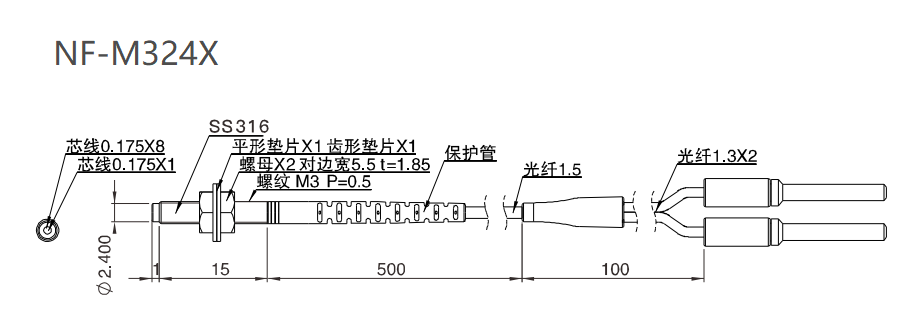NF-M324X 漫反射 / 检测距离:13mm / 标准螺纹尺寸结构